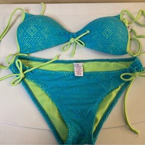 Candie's Turquoise and Lime Bikini Set